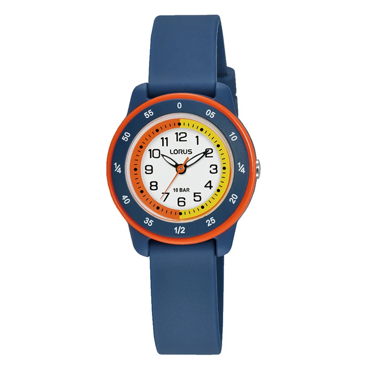 lorus quartz time teacher kids white dial blue silicone strap watch