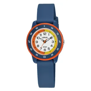 lorus quartz time teacher kids white dial blue silicone strap watch