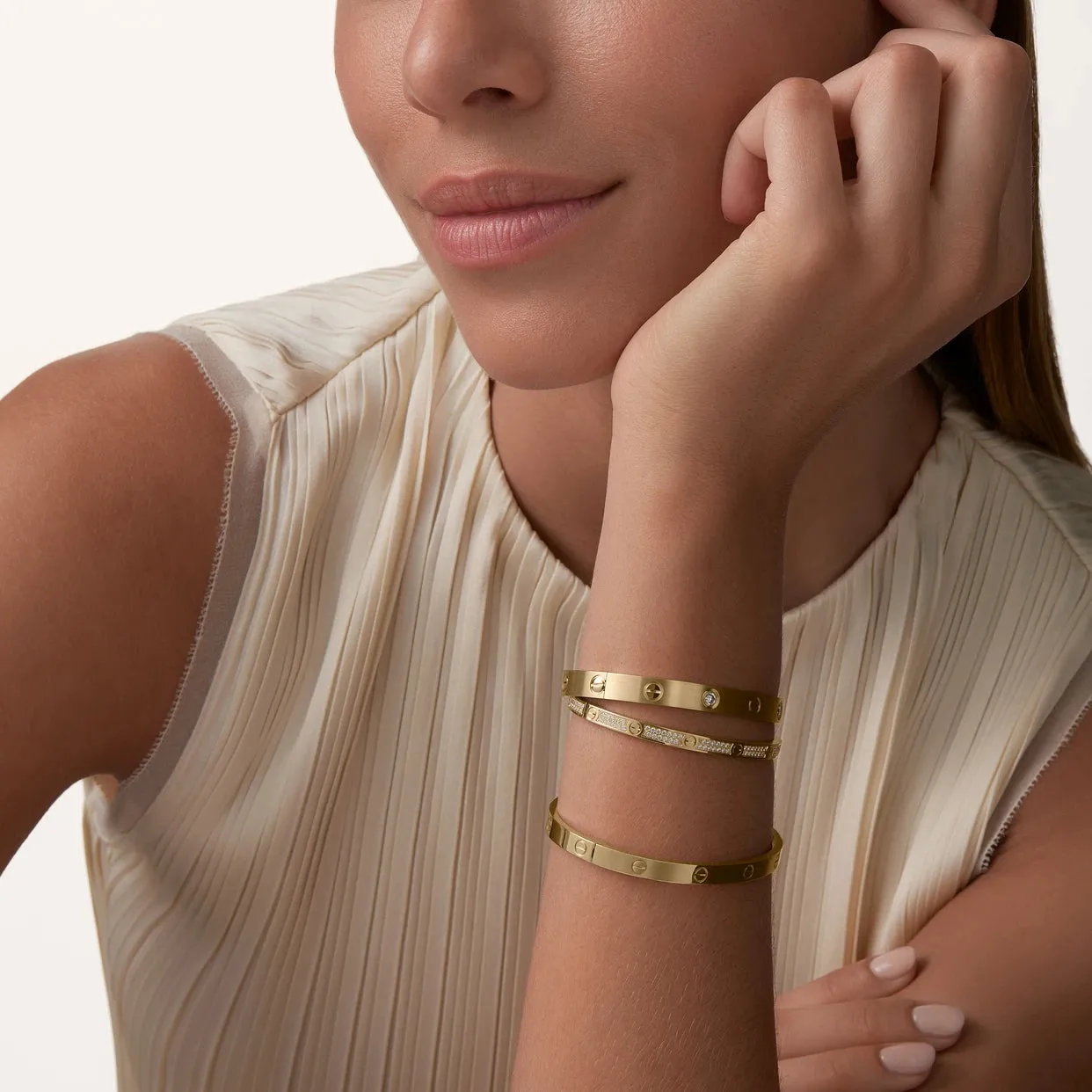 Love Bracelet, Classic Model, Brushed, 4 Diamonds