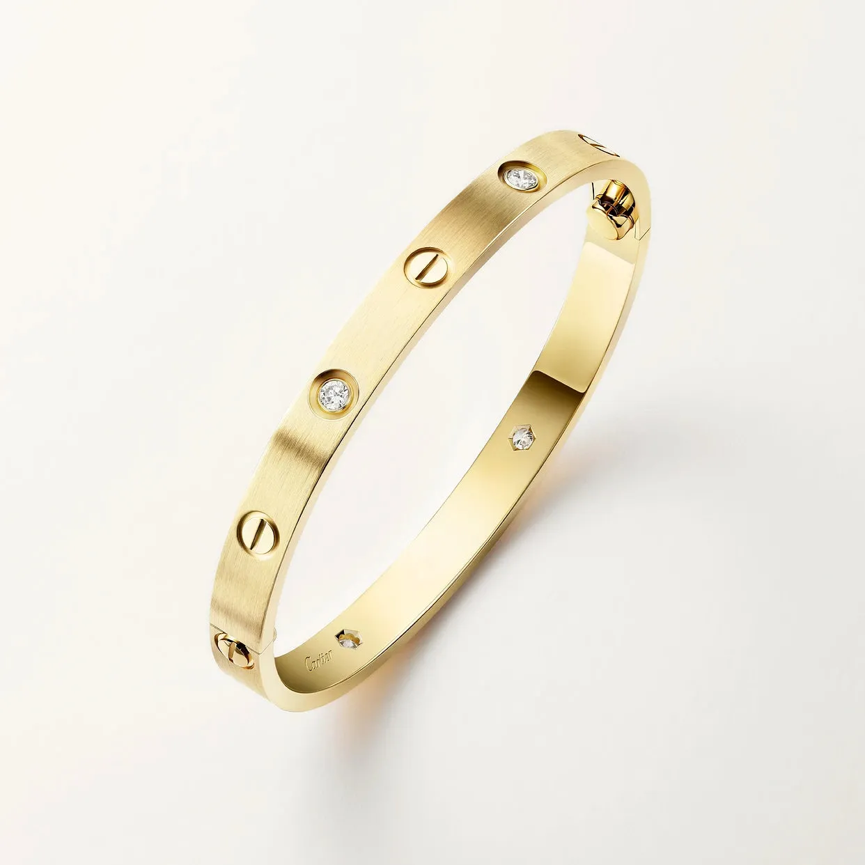 Love Bracelet, Classic Model, Brushed, 4 Diamonds