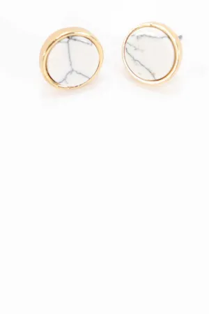 Love Token - White Marble Stud Earrings