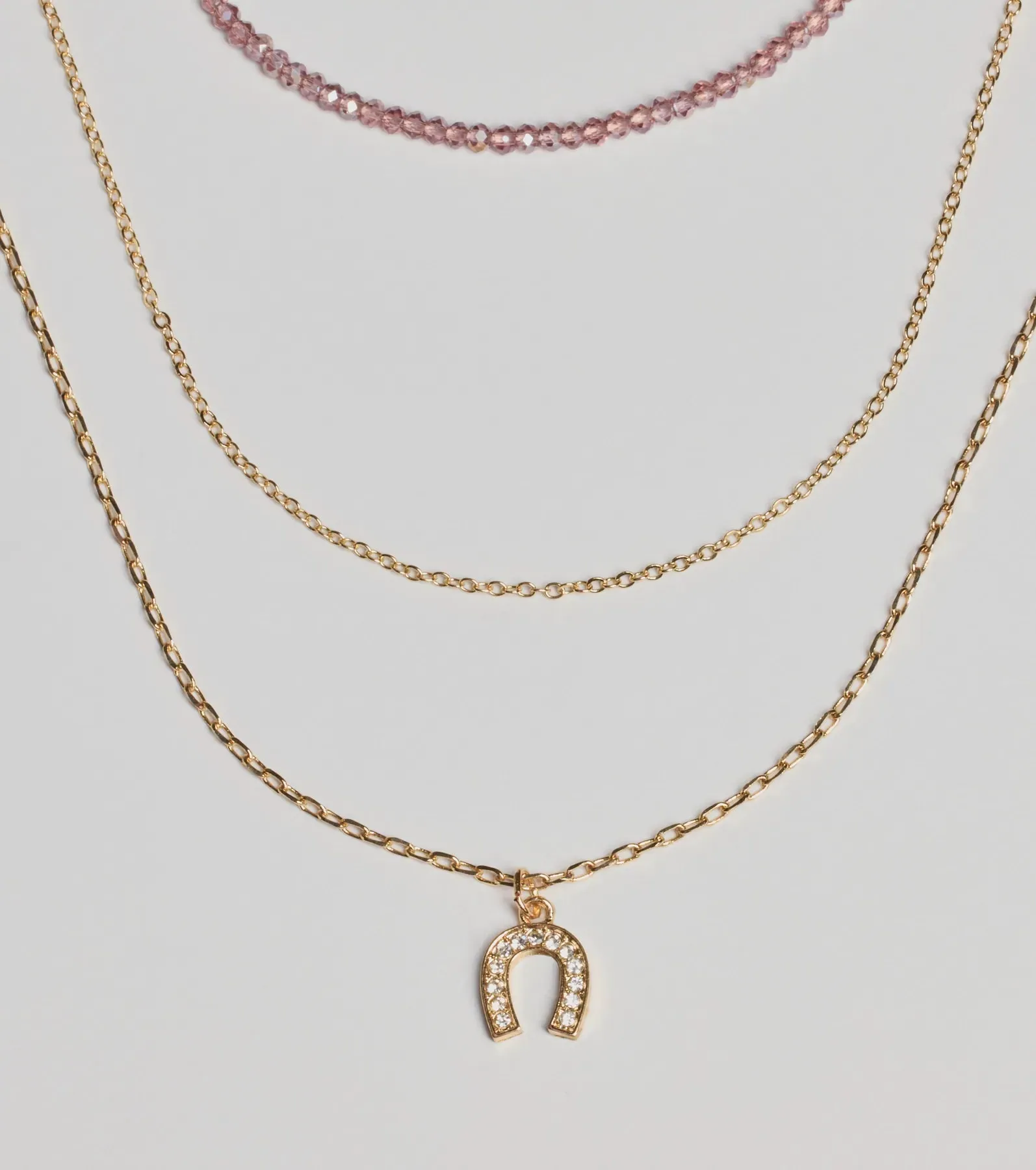 Lucky Day Horseshoe Charm Layered Necklace