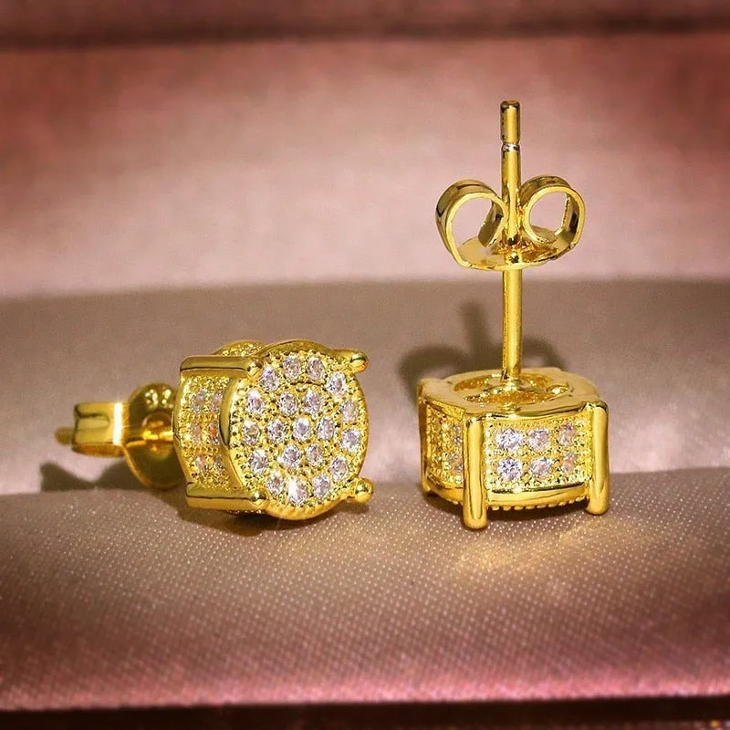 Luxury Female Round Zircon Crystal Earrings Women
