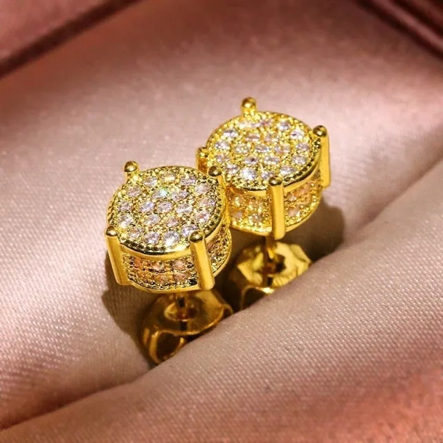 Luxury Female Round Zircon Crystal Earrings Women