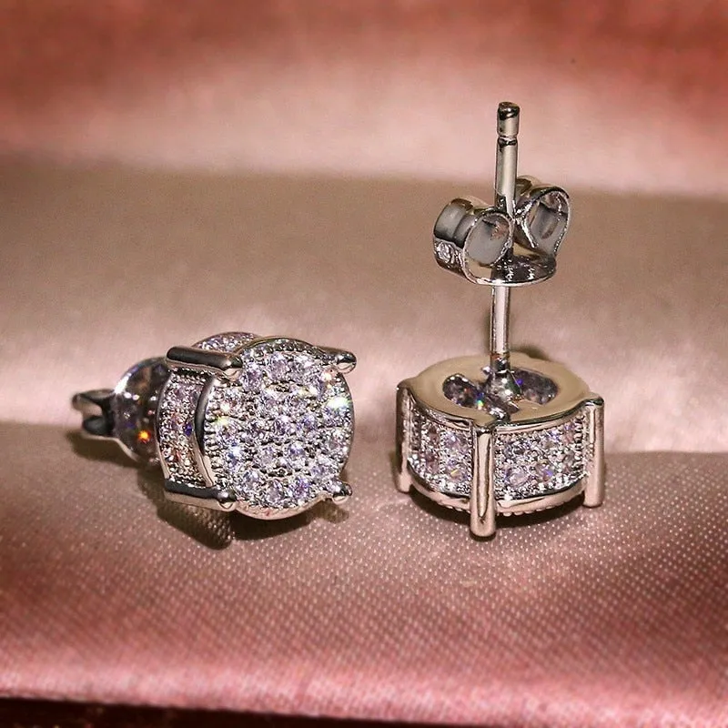 Luxury Female Round Zircon Crystal Earrings Women