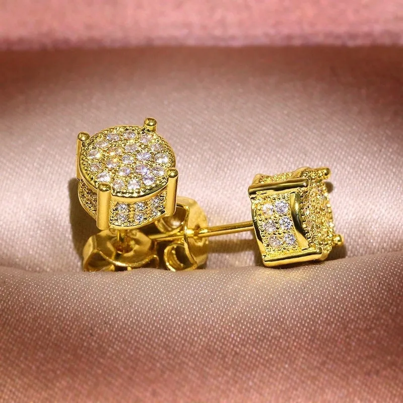 Luxury Female Round Zircon Crystal Earrings Women