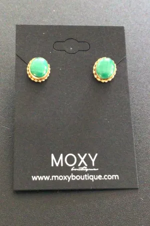 Malachite Gold Fill Stud Earrings