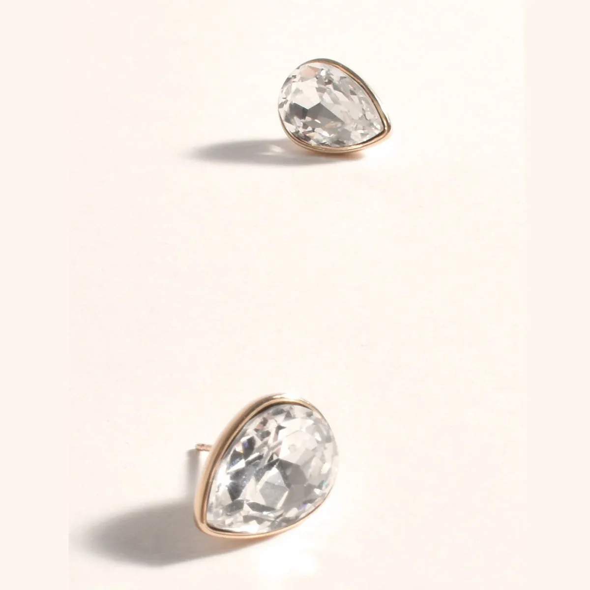Marcia Jewel Teardrop Stud Earrings (Crystal/Gold)