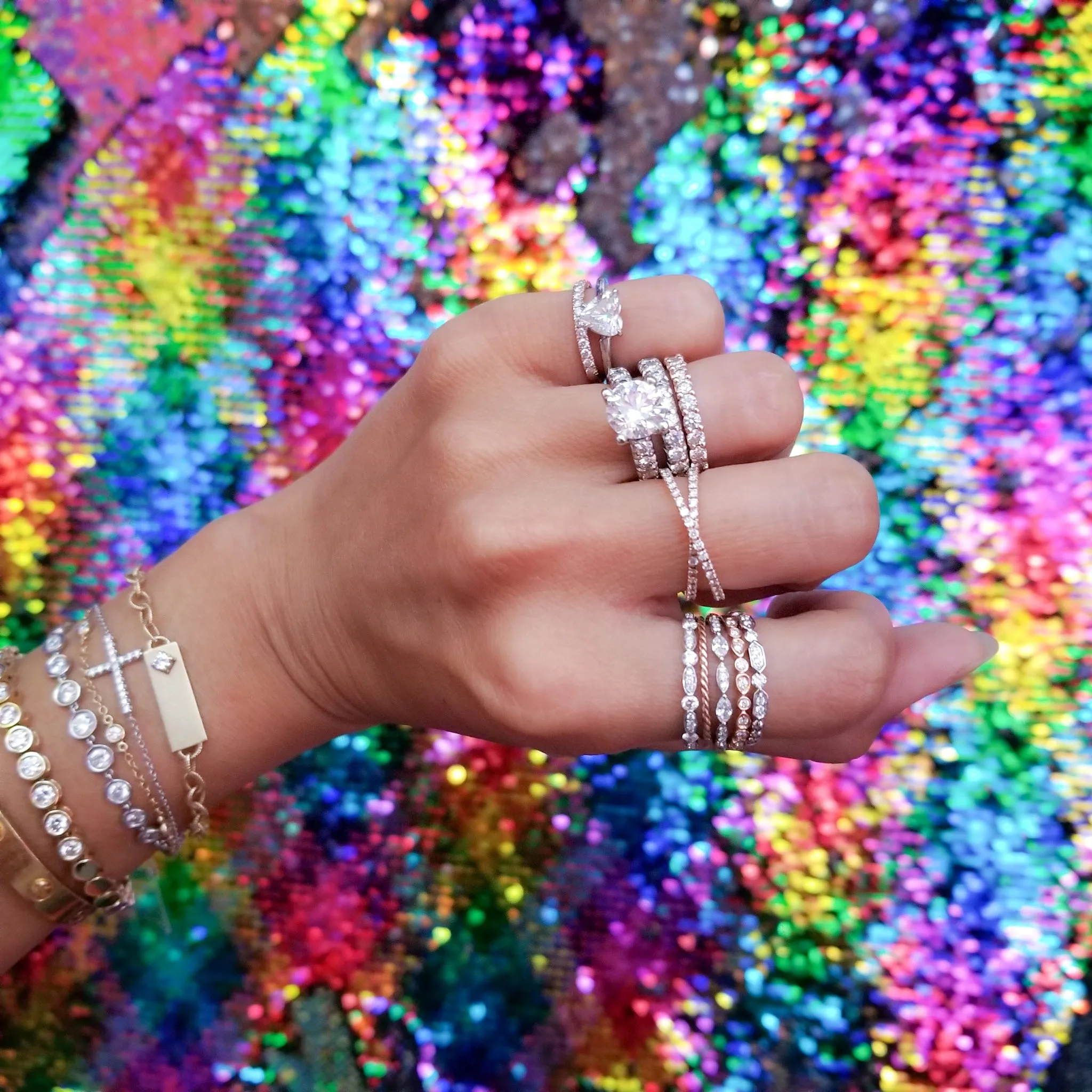 Marquise and Round Diamond Stackable Band