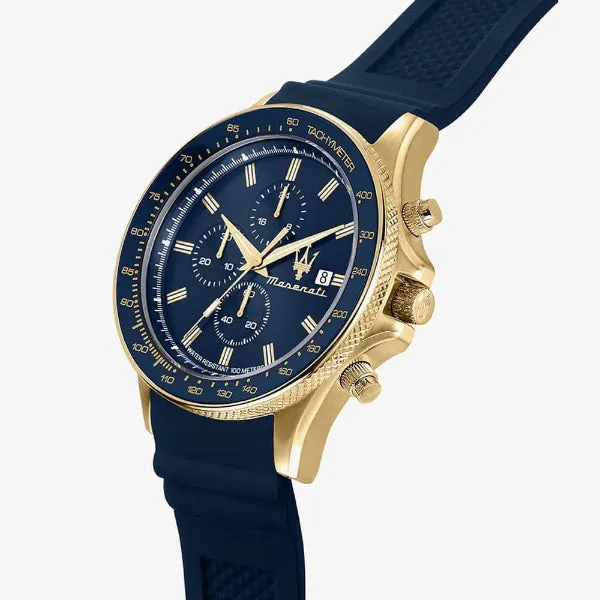 Maserati Sfida Blue Silicone Strap Blue Dial Quartz Watch for Gents - R8871640004