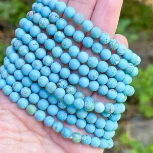 Matte Ocean Blue Turquoise | Gemstone Bead Bracelets | 6mm Stone | Women