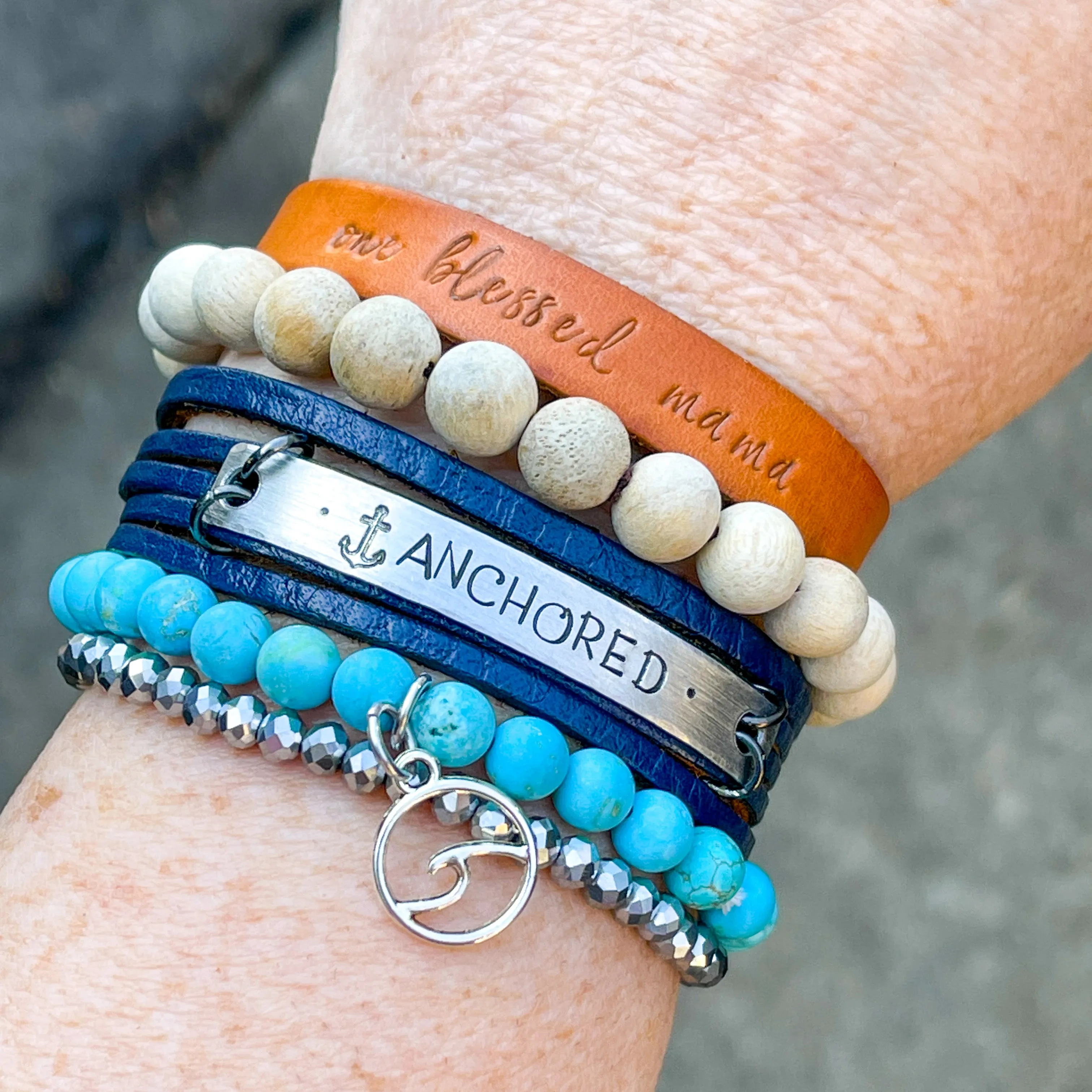 Matte Ocean Blue Turquoise | Gemstone Bead Bracelets | 6mm Stone | Women
