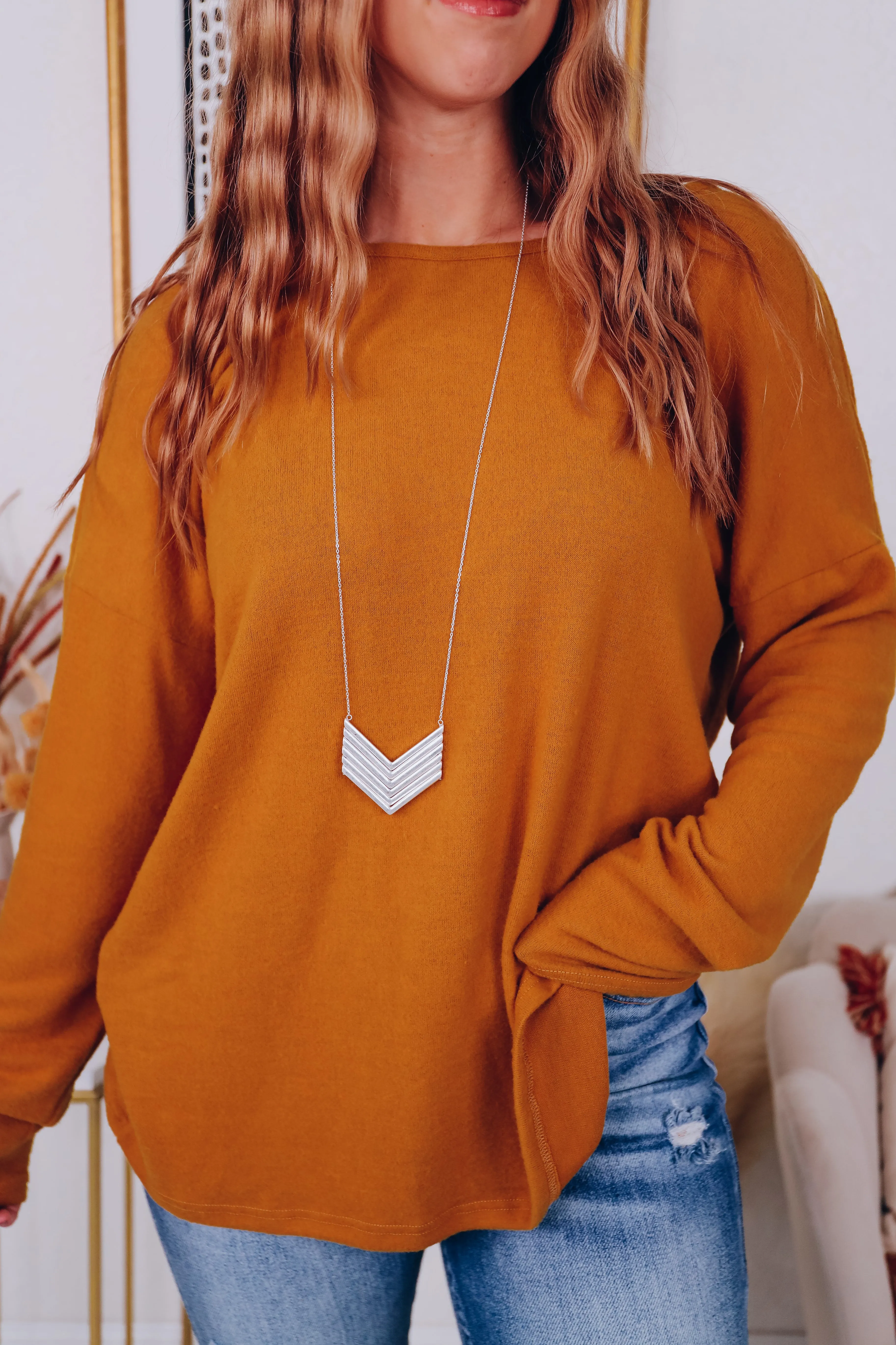 Medal Arrow Long Pendant Necklace - Silver