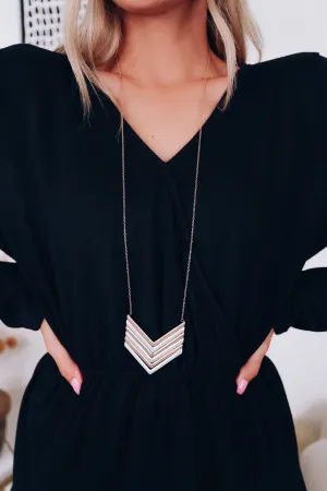 Medal Arrow Long Pendant Necklace - Silver/Gold