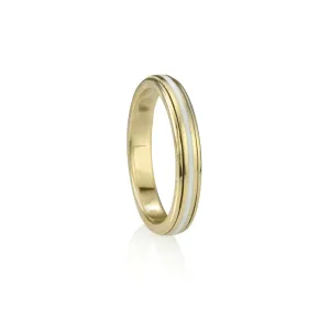 Meditation Ring Virtue Sterling Silver 14K Yellow Gold Plated and White Enamel Spinning Band