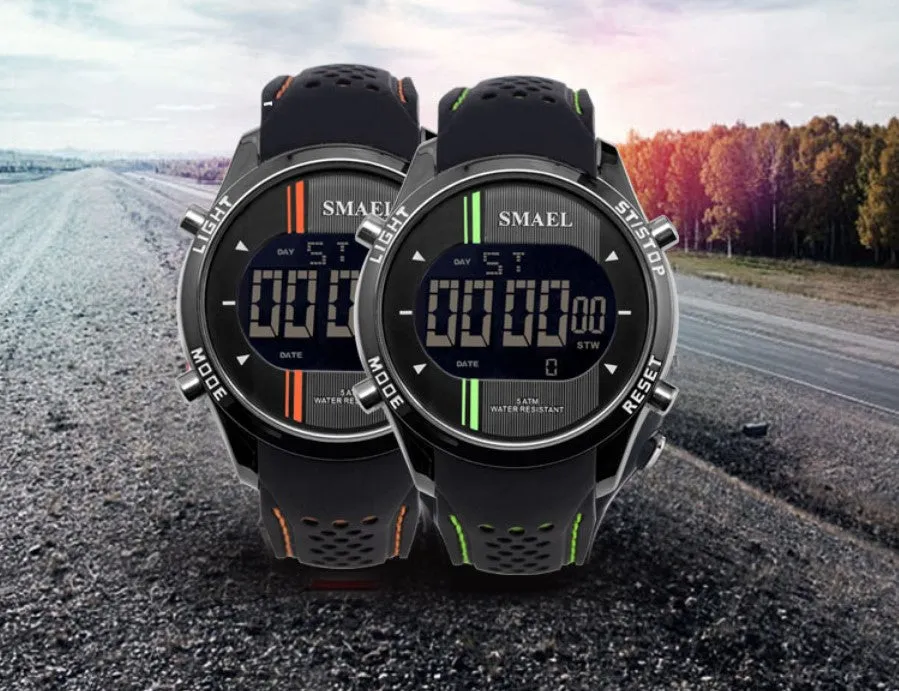 Men's Contrast Design LED Smart Watches