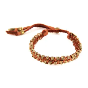 Mens Single Color Faceted Bead Strand Intertwined Deerskin Leather Bracelet