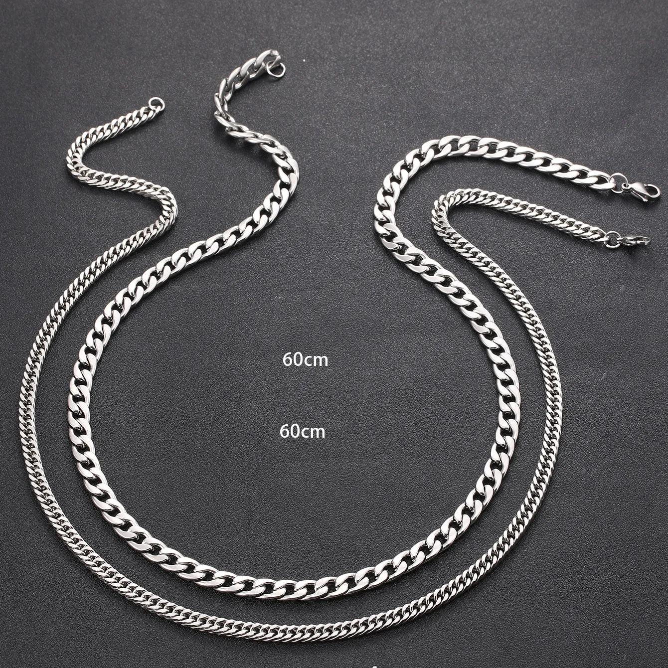 Men's Stainless Steel Silver Chains Cuban Link Chain Hip Hop Jewelry