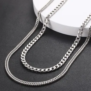 Men's Stainless Steel Silver Chains Cuban Link Chain Hip Hop Jewelry