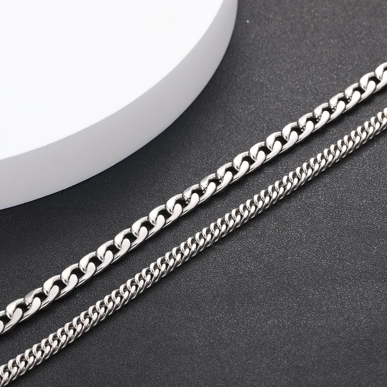 Men's Stainless Steel Silver Chains Cuban Link Chain Hip Hop Jewelry