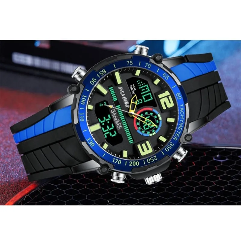 Men's Striped Silicone Strap Sports Watch