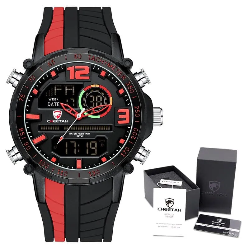 Men's Striped Silicone Strap Sports Watch