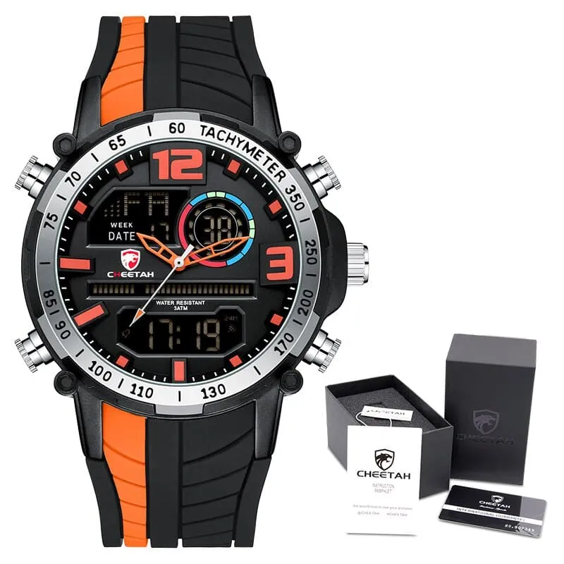 Men's Striped Silicone Strap Sports Watch