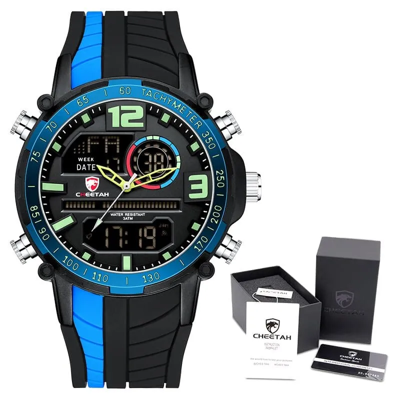 Men's Striped Silicone Strap Sports Watch