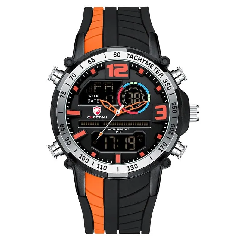 Men's Striped Silicone Strap Sports Watch