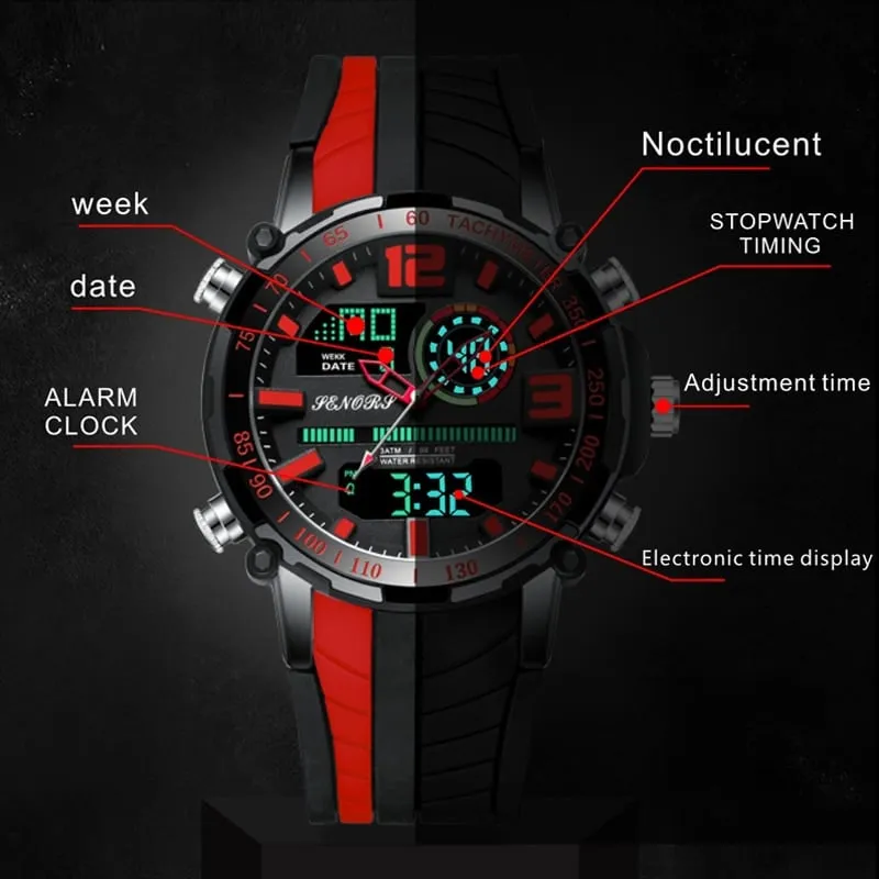 Men's Striped Silicone Strap Sports Watch