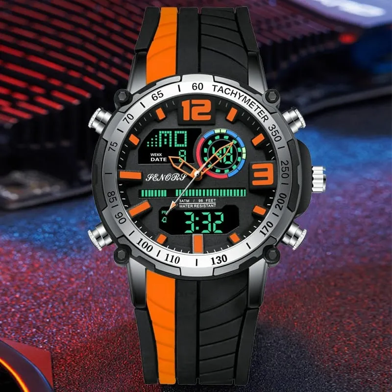 Men's Striped Silicone Strap Sports Watch