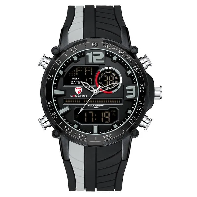 Men's Striped Silicone Strap Sports Watch