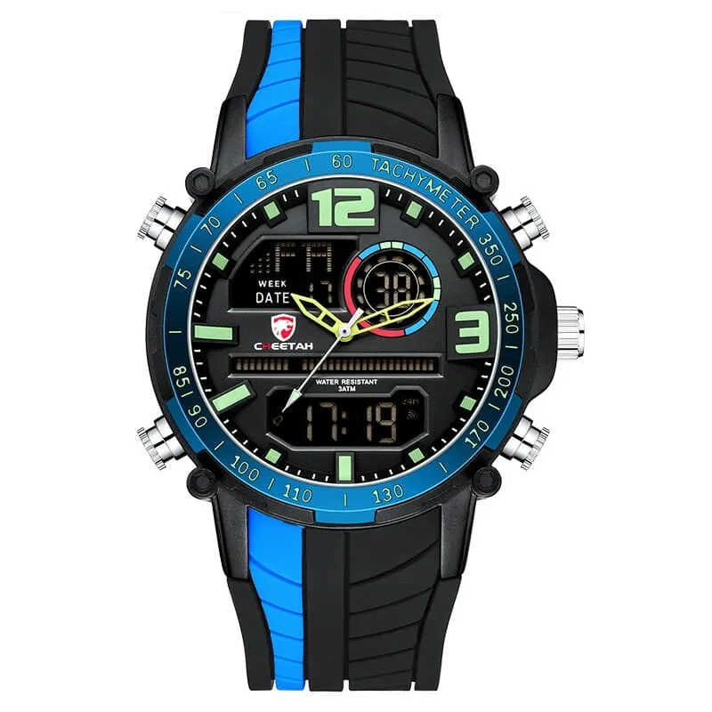 Men's Striped Silicone Strap Sports Watch