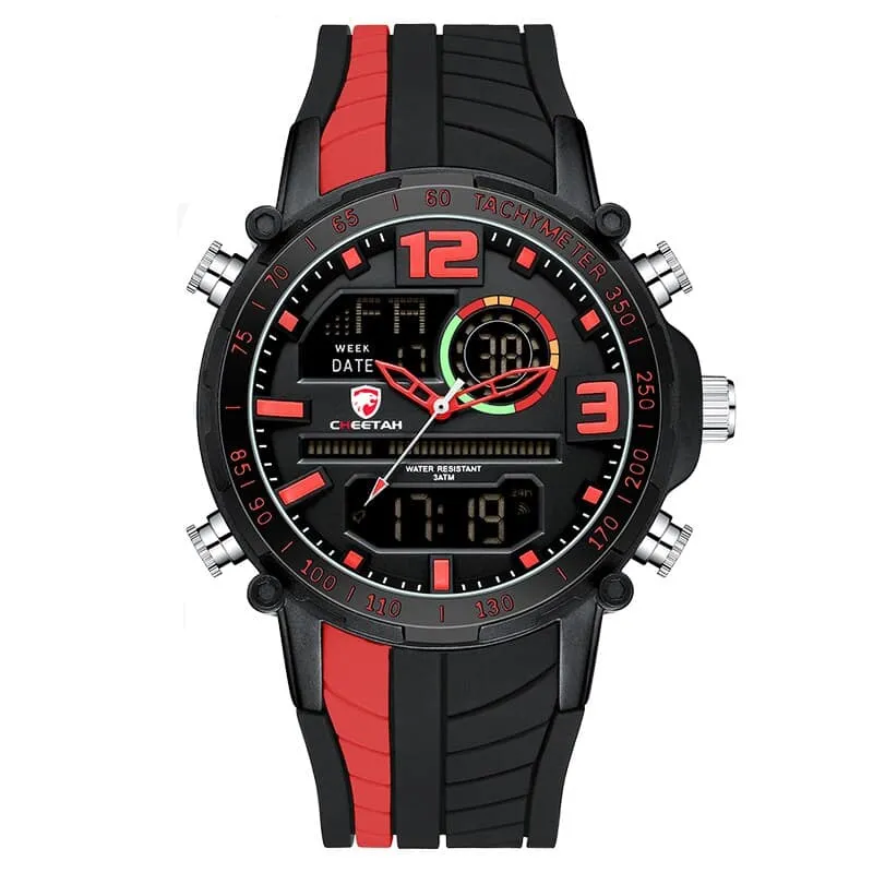 Men's Striped Silicone Strap Sports Watch