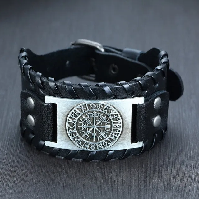 Men’s Stylish Viking Leather Punk Wrap Bracelets