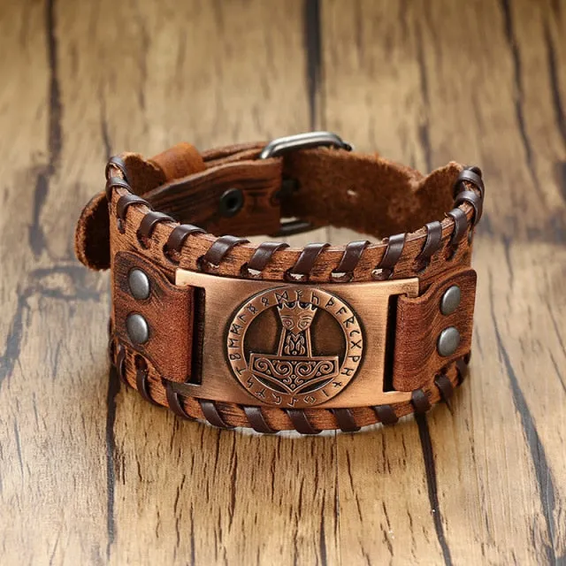 Men’s Stylish Viking Leather Punk Wrap Bracelets