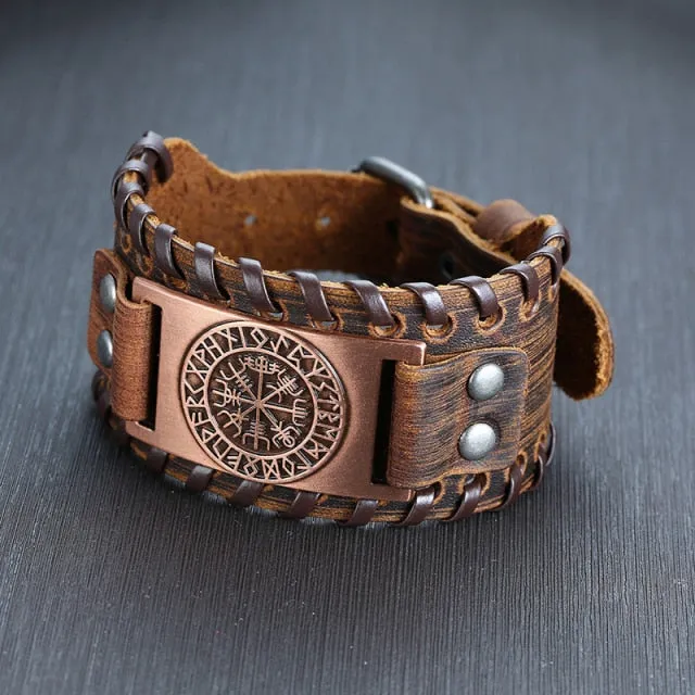 Men’s Stylish Viking Leather Punk Wrap Bracelets