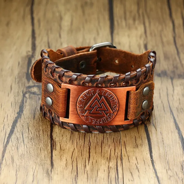 Men’s Stylish Viking Leather Punk Wrap Bracelets