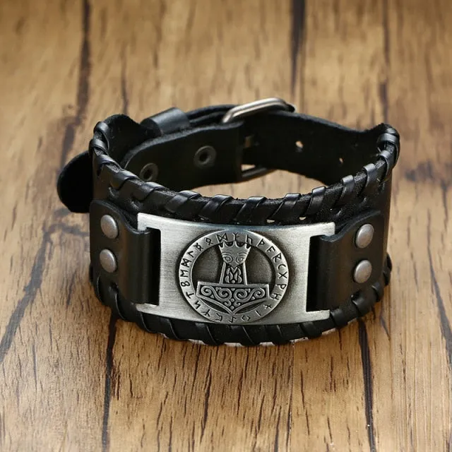 Men’s Stylish Viking Leather Punk Wrap Bracelets