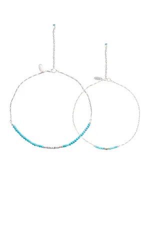 Mermaid Gemstone Necklace Mommy & Me Set in Silver w/Turquoise