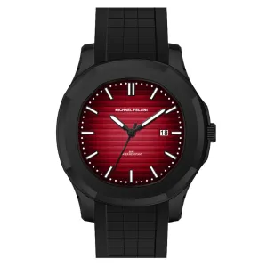 Michael Fellini Black Silicone Strap Red Dial Quartz Watch for Gents - MF2364-06