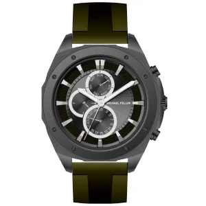Michael Fellini Green Silicone Strap Gray Dial Chronograph Quartz Watch for Gents - MF-2344-08