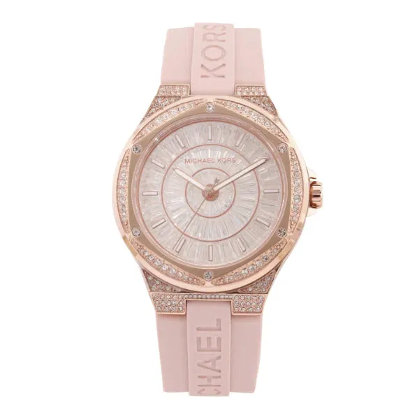 Michael Kors Lennox Pink Silicone Strap Clear Dial Quartz Watch for Ladies - MK7334