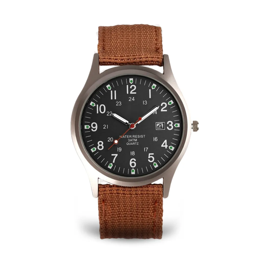 Military-inspired casual wristwatch