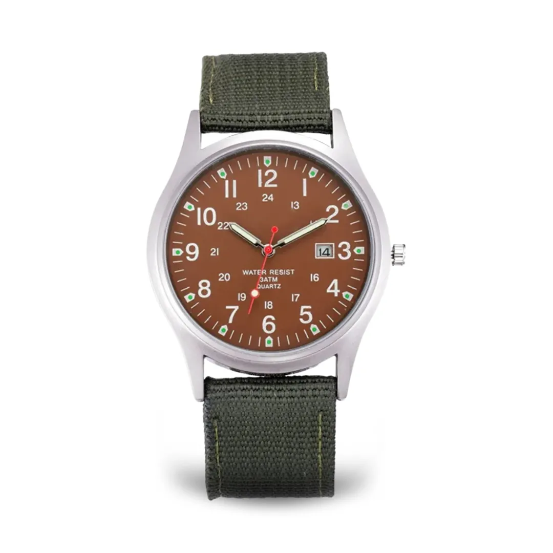 Military-inspired casual wristwatch