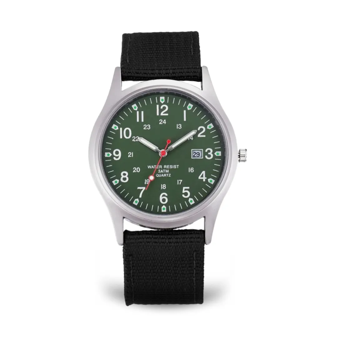 Military-inspired casual wristwatch
