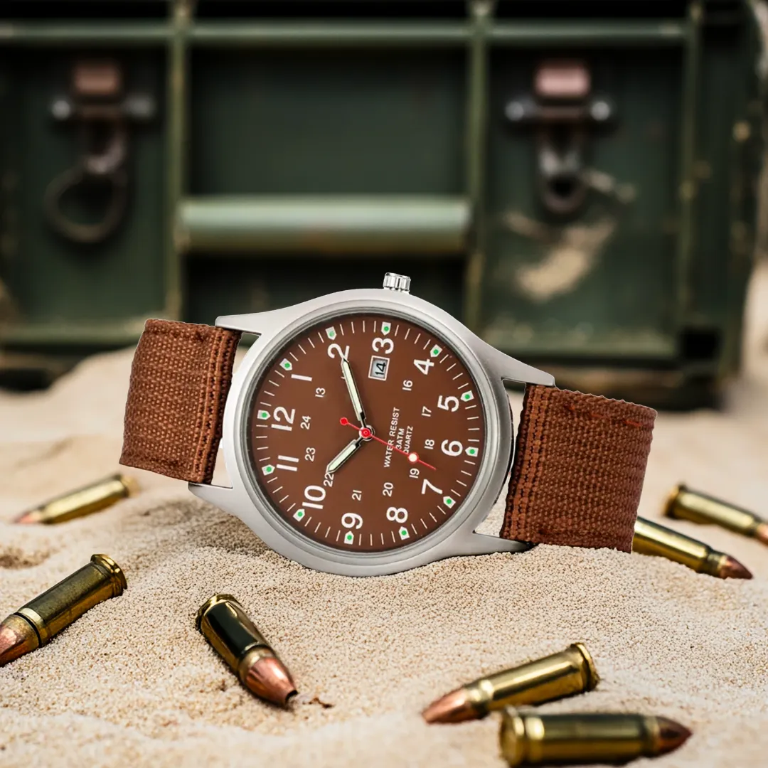 Military-inspired casual wristwatch