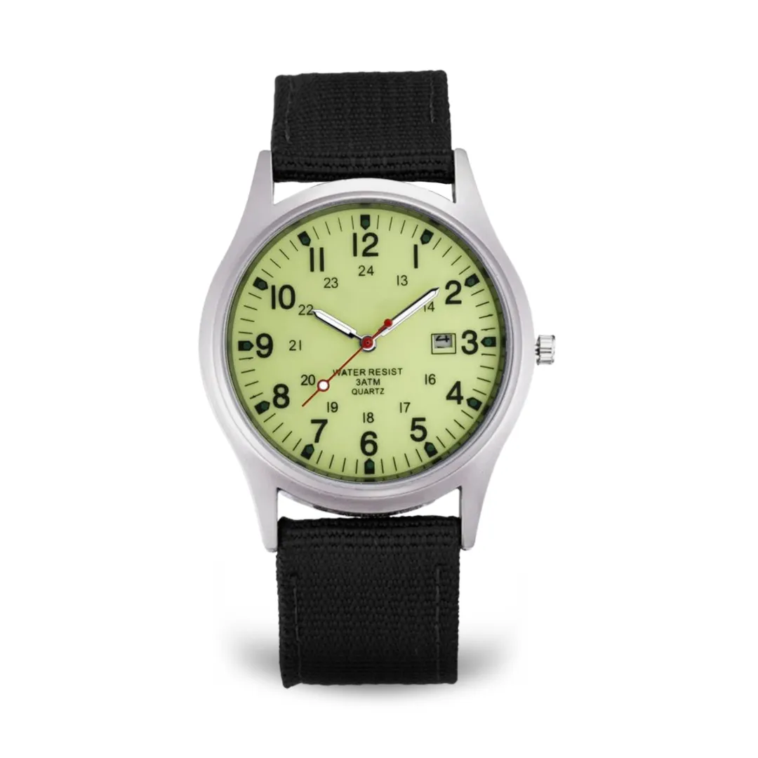 Military-inspired casual wristwatch