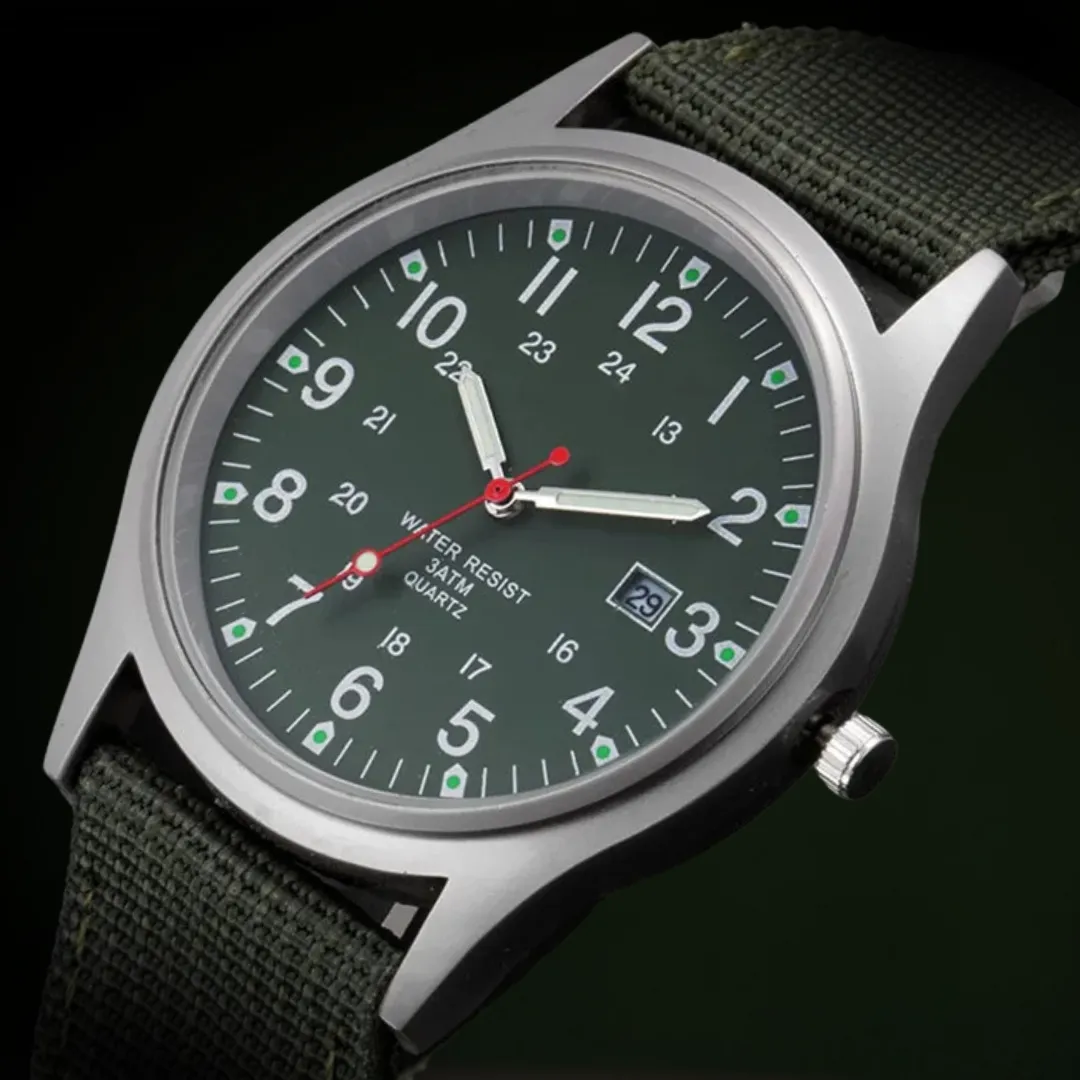 Military-inspired casual wristwatch