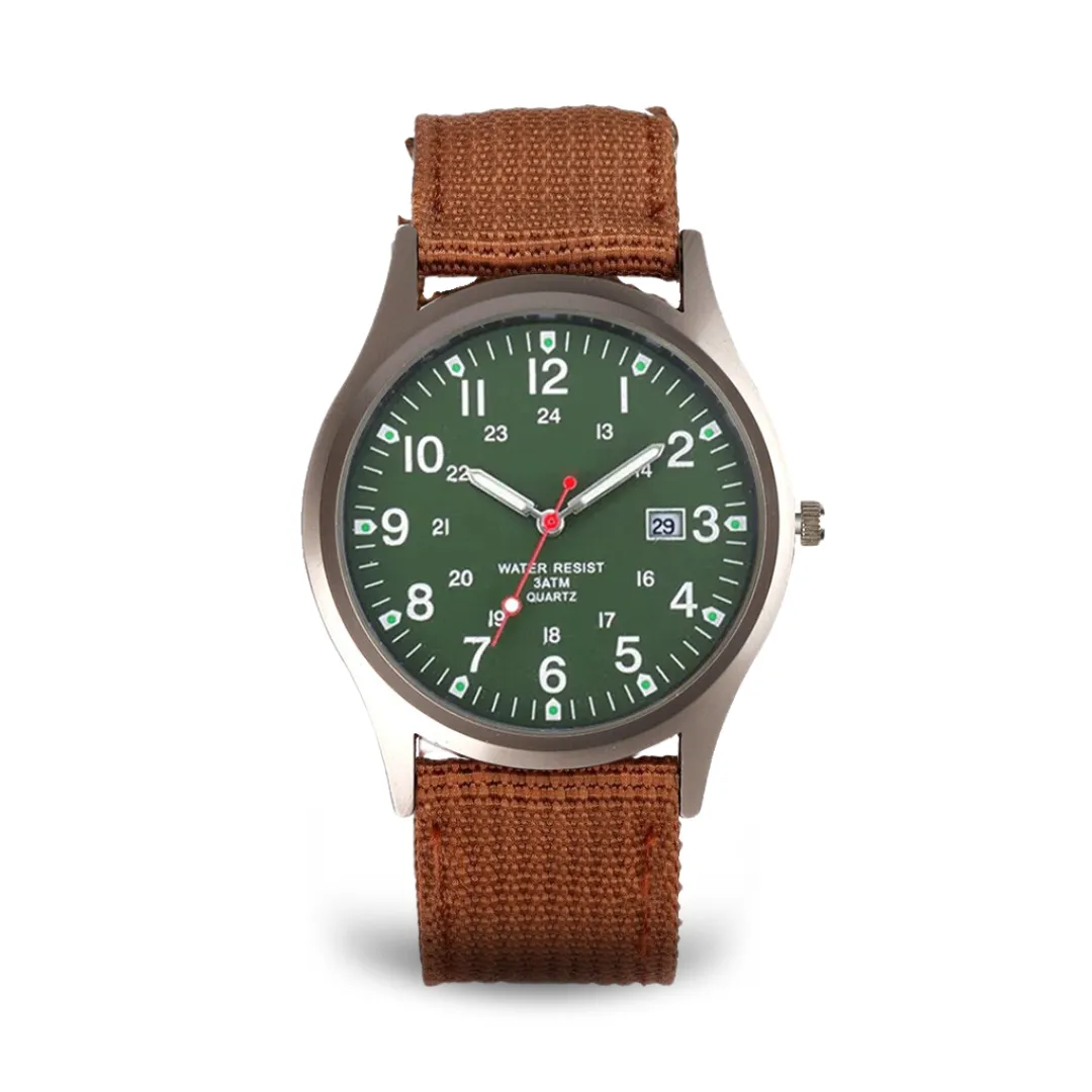 Military-inspired casual wristwatch